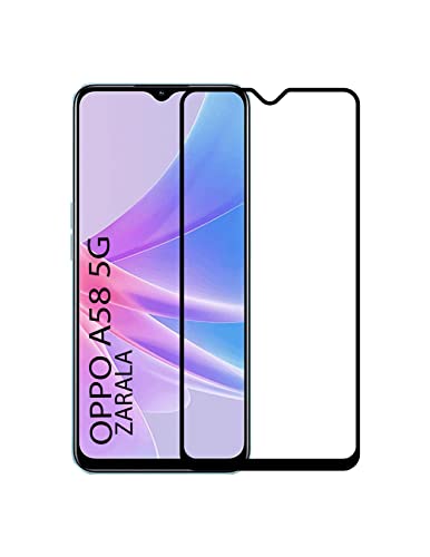 Image of ZARALA Tempered Glass Screen Protector Compatible for OPPO A58 5G (Black) with Edge to Edge Coverage and Easy Installation kit (OPPO A58 5G)