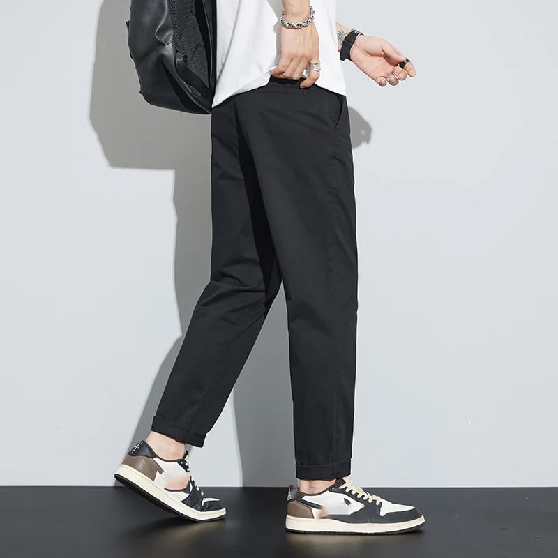 Men's Summer Ankle-Length Casual Pants Thin Business Straight Work Solid Color Trousers Male4
