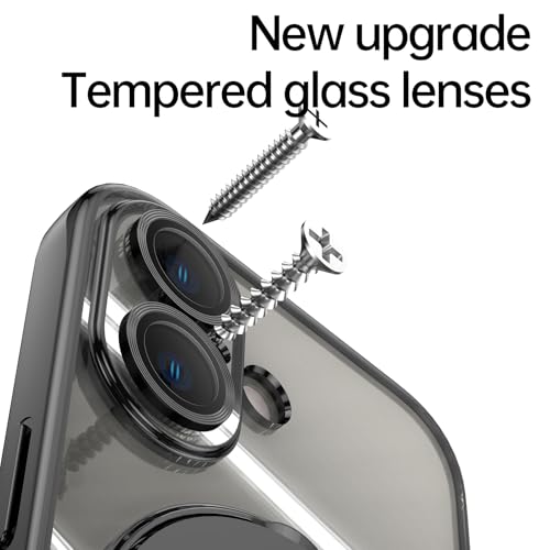 Image of Magnetic Case for iPhone 16 Plus Case Stand & Ring Holder Compatible with MagSafe Built-in Camera Lens Protector Shockproof Phone Case for iPhone 16 Plus 6.7 inch- Black
