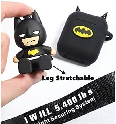 Miniatura 4 de Funda de carga compatible con Airpods 2 y 1, bonita funda protectora de dibujos animados con cordones de seguridad, llavero y figura de superhéroe