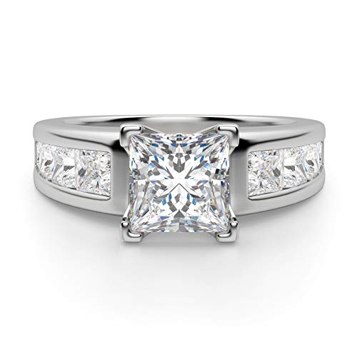 Escada Princess Cut 3.00Ct, VVS1 Clarity, Colorless Moissanite Diamond, 925 Sterling Silver Ring, Promise Ring, Anniversary Engagement Ring, Wedding Ring