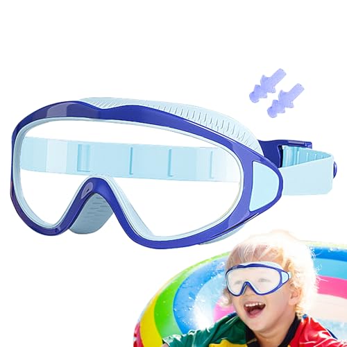 Genérico Gafas Natación | Gafas de Piscina con Tapones para Oídos Impermeables - Protección UV Antivaho y Gafas Acuáticas Estancas para Edades 2-16