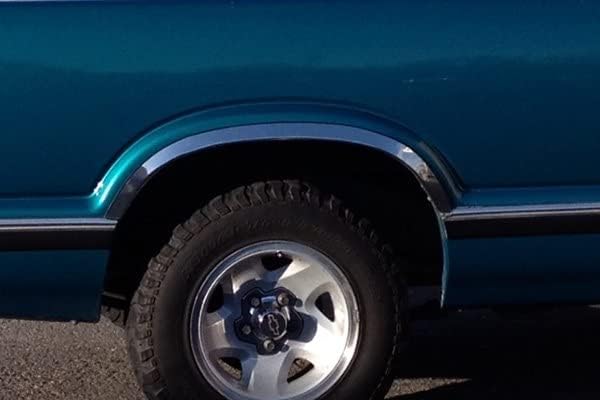 QMI 145020 - Fender Trim Compatible with Chevy S10 Pickup and Blazer also GMC S15 Jimmy Pickup (Half Arch) Mirror Polished Stainless Steel Wide Width Set Of 4