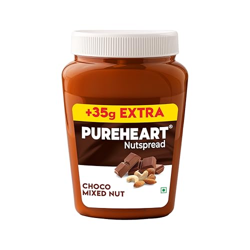 Image of Pureheart Nut Spread Choco Mixed Nut (380 gm, Pack of 2) Nutty Chocolate Spread for Breakfast, Delicious, Smooth & Creamy Snack