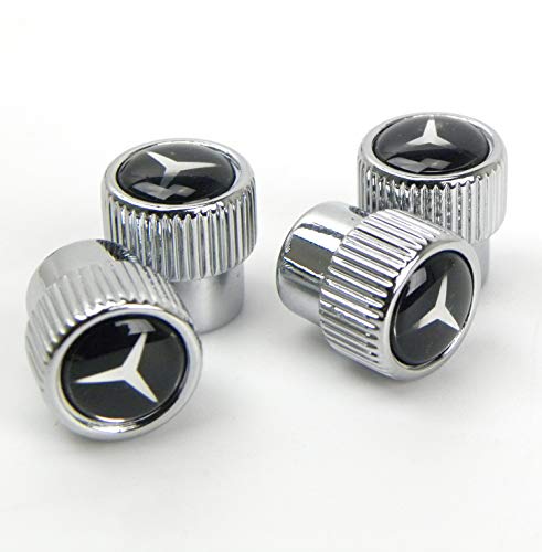 BP Valve Stem Caps, Tire Valve Stem Caps for Mercedes Benz, 4 Pcs Silver