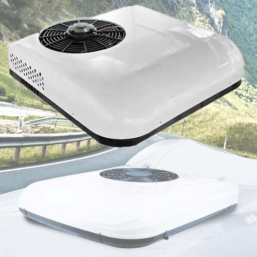 Aire acondicionado para autocaravanas, 2 en 1, todo en uno, sin conductos, para techo, calefacción y refrigeración, unidad de CC fácil de instalar para autocaravanas, caravanas y camiones, blanco, 2