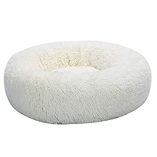 Round Pet Bed for Cats or Small Dogs Pet Calming Bed Shag Donut Cuddler Plush Cats Dog Sleeping Mat Self Warming Autumn Winter Indoor Snooze Sleeping Cozy Kitty Kennel