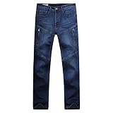 Men's Relaxed-Fit Jeans Relaxed Elastic Waist Straight-fit Jean Pant Comfort Loose Cotton Denim Canvas Pant (Blue,31)