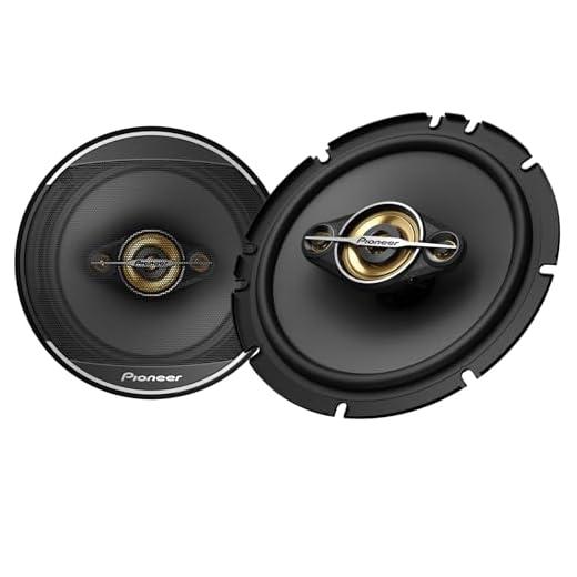 PIONEER TS-A1681F, 4-Way Coaxial Car Audio Speakers, Full Range, Clear Sound Quality, Easy Installation and Enhanced Bass Response, Black and Gold Colored 6.5” Round Speakers