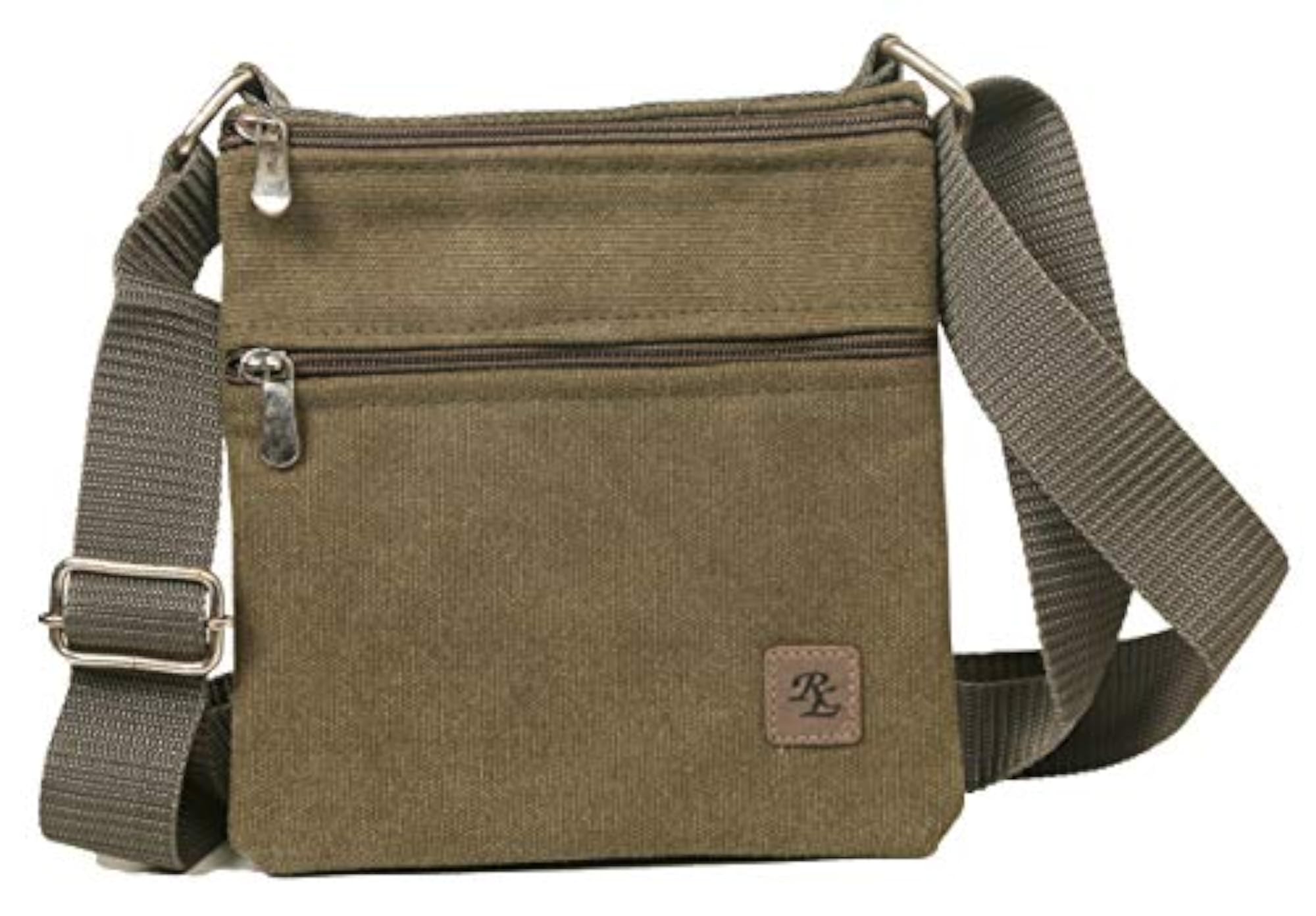 Unisex Twin Side Canvas Travel Messenger Bag, Green