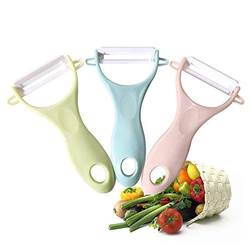 Leyme Vegetables Peeler Advanced Ceramic Peeler - Rust Prevention,Best Cutting Fruits Potato Peeler & Y Peeler Ceramic Carry And Store, Suitable For Home, Office, Travel.set Of 3(3, Green/Pink/Blue) #TOP25