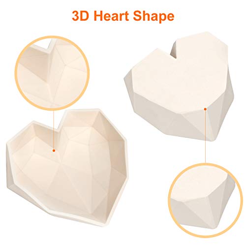 image for OTU Valentine's Day Diamond Heart Love Mousse Cake Mold Trays, Silicon