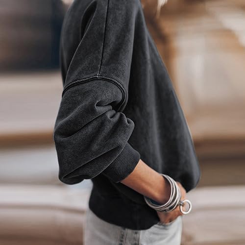 Womens Fashion Oversized Sweatshirt Teen Girls Y2k Long Sleeve Tops Crewneck Sweatshirts Casual Cropped Fleece Pullover3