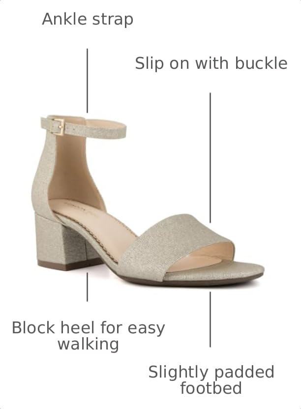 Image of LONDON FOG Women's Nikki Low Two Piece Block Heel Dress Shoe Ladies Ankle Strap Pump Sandal