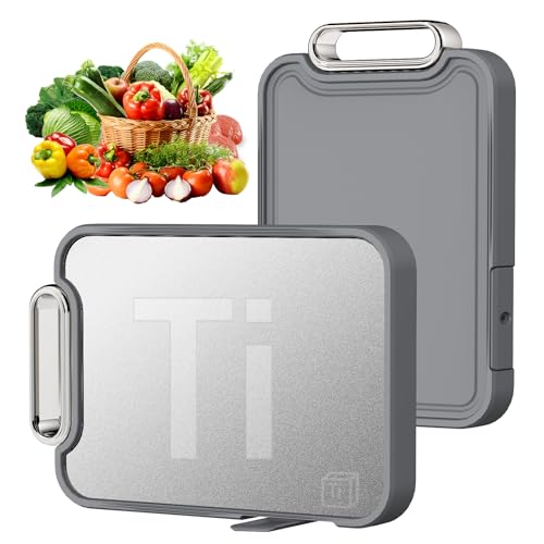 Comparison: Best Non Toxic Cutting Board Material 3 Titanium Cutting Board for Kitchen, Cutting Boards Non Toxic Double Sided Metal Pure Titanium and Wheat Straw PP Chopping Board Food Grade Easy to Clean Large Size 16