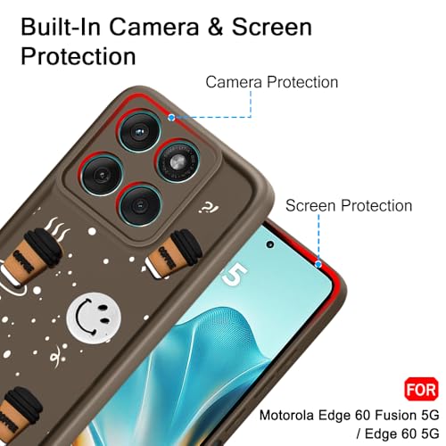 Image of TheGiftKart Back Cover Case for Motorola Moto Edge 60 Fusion 5G / Motorola Edge 60 5G | Cute Fun Cartoon 3D Smiley Coffee Case | Full Camera Protection | Shockproof Back Cover Case (Silicone, Brown)