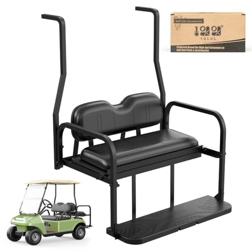 10L0L Golf Cart Rear Flip Seat Kit for Club Car DS | 2 Passenger Folding Rear Back Seat Kit with Steel Frame | Heavy Duty Flip Seat for Club Car DS Golf Cart Rear Seat Kit - Black