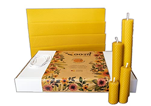 BOOSIT laminas de cera de abeja Española 13 planchas cera para velas (27,20,13,6´6 x 42)