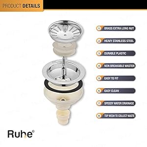 Ruhe® Drainboard 37 x 18 x 8 inches Kitchen Sink | 304-Grade Stainless Steel Oval Single Bowl with Drainboard Kitchen Sink | Glossy Finish | Including Sink Coupling and Waste Pipe Ruhe® Drainboard 37 x 18 x 8 inches Kitchen Sink | 304-Grade Stainless Steel Oval Single Bowl with Drainboard Kitchen Sink | Glossy Finish | Including Sink Coupling and Waste Pipe