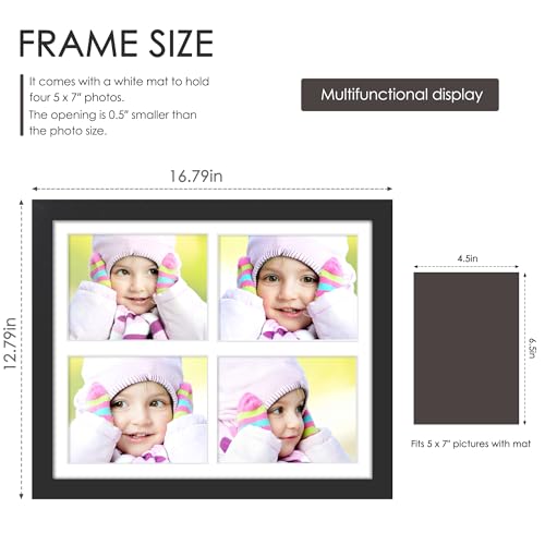 Image of DUENPY 2-Pack 12x16 Picture Frames, 5x7 Collage Picture Frame, Displays Four 5x7 inch Photos, or 12x16 (Without Mat) for Available Horizontal Wall Mounting Display and Vertical, Black
