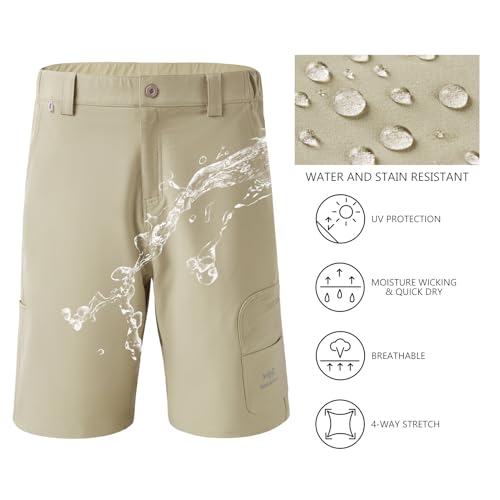 BASSDASH 10.5” Mens Fishing Cargo Shorts Quick Dry UPF 50+ Water Resistant FP01M3