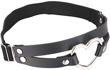 Amazon.com: FM FM42 Black PU Simulated Leather Women's Gothic Double Straps Heart O Ring Leg