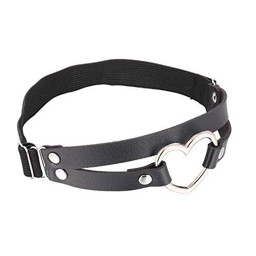FM FM42 Multicolor PU Simulated Leather Women's Gothic Double Straps Heart O Ring Leg Thigh Elastic Garter Belt, One Pair3