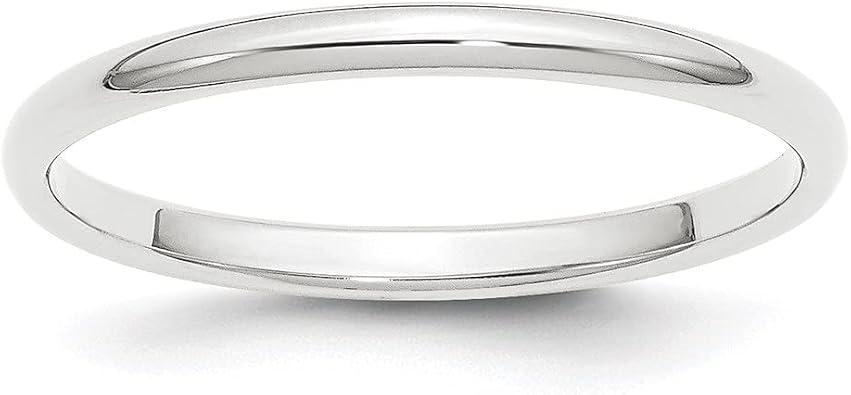 Diamond2Deal Platinum 2mm Half-Round Wedding Band Ring