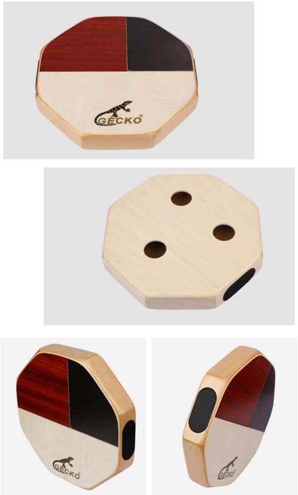 カホン アコースティック カホン ボンゴ&amp;スネア 2音色 八角形 白樺材 手工仕上げ 響き孔付き 防滑パッド 専用キャリング