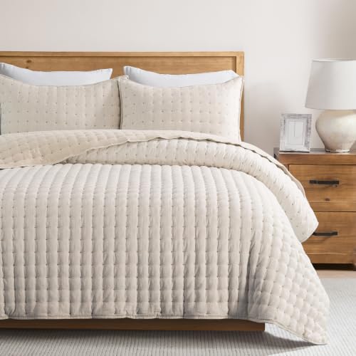 Image of WDCOZY Cloud Soft Quilt Set, King Size, Heather Beige, 104x90 inches