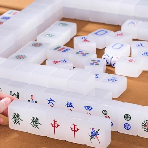 Juego de Mahjong Chino con fichas acrílicas y estuche de aluminio miniatura 3