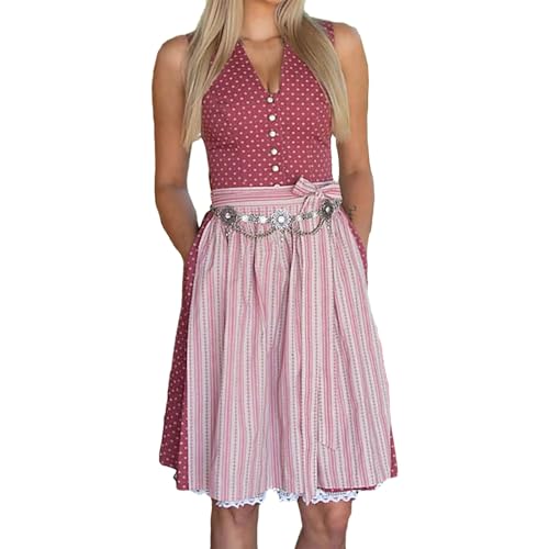Robe Dirndl à pois festive : tenue midi sans manches idéale pour la fête de la bière
