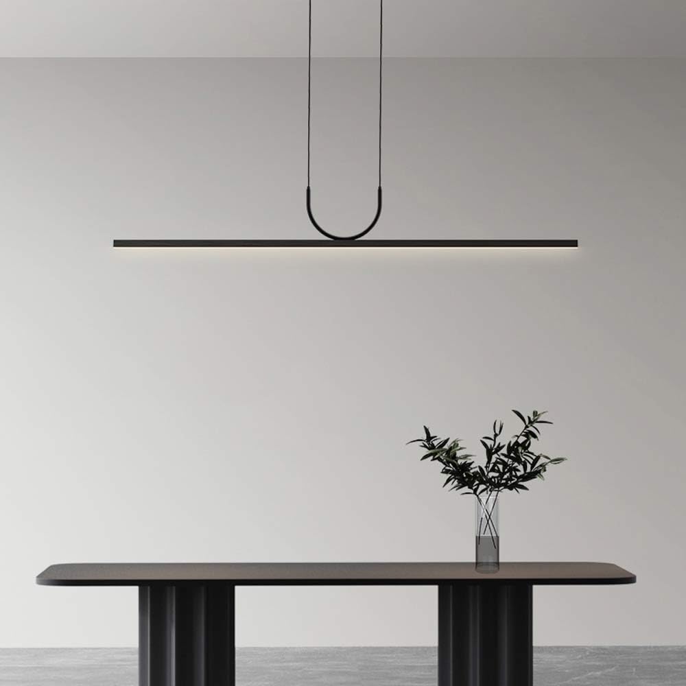 LYMSXAZOU Aluminum LED Linear Pendant Light Fixture White Dimmable Over Kitchen Island Lighting Ceiling Hanging Farmhouse Chandeliers for Dining Room