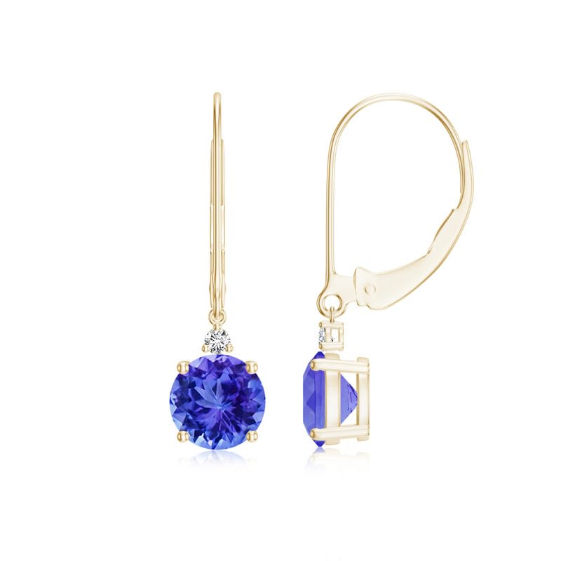 Image of Goldhartz 2 Ct. Natural Amethyst 6 mm Leverback Earrings for Women in 14k Gold Micron Plated 925 Sterling Silver, January Birthstone Dangle Earrings Jewelry for Her