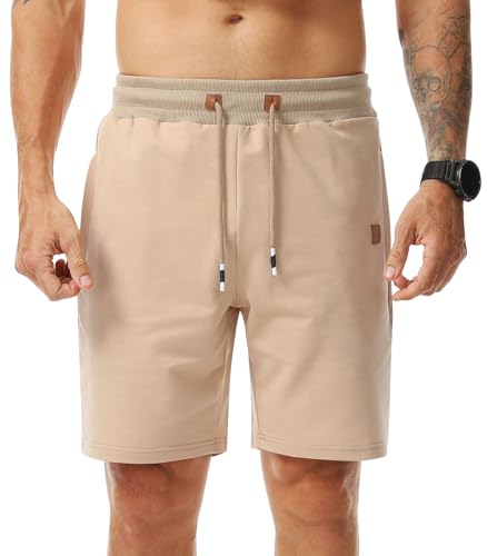 Surenow Men's Jogger Shorts Athletic Workout Shorts Drawstring Casual Lightweight Short for Men with Zipper Pockets3