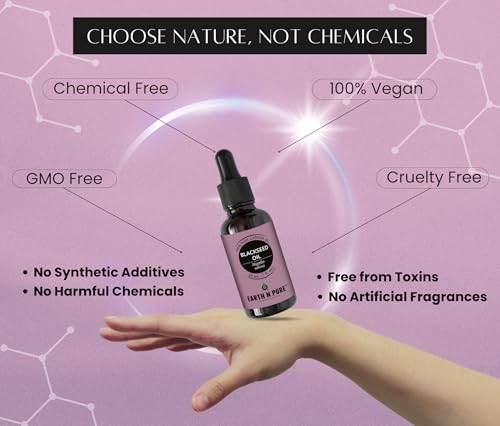 Image of Earth N Pure Black Seed Oil (Kalonji Oil) for Hair & Skin Care - 100% Pure Cold Pressed Nigella Sativa for Hair Strength, Scalp & Nourishing Skin - 15ml