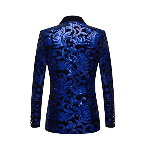 Men Fashion Velvet Sequins Floral Pattern Suit Jacket Blazer2
