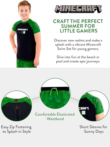 Minecraft Bathing Suit | Boys Swim Set | Gaming Boys Swimwear | Sizes 6 to 142