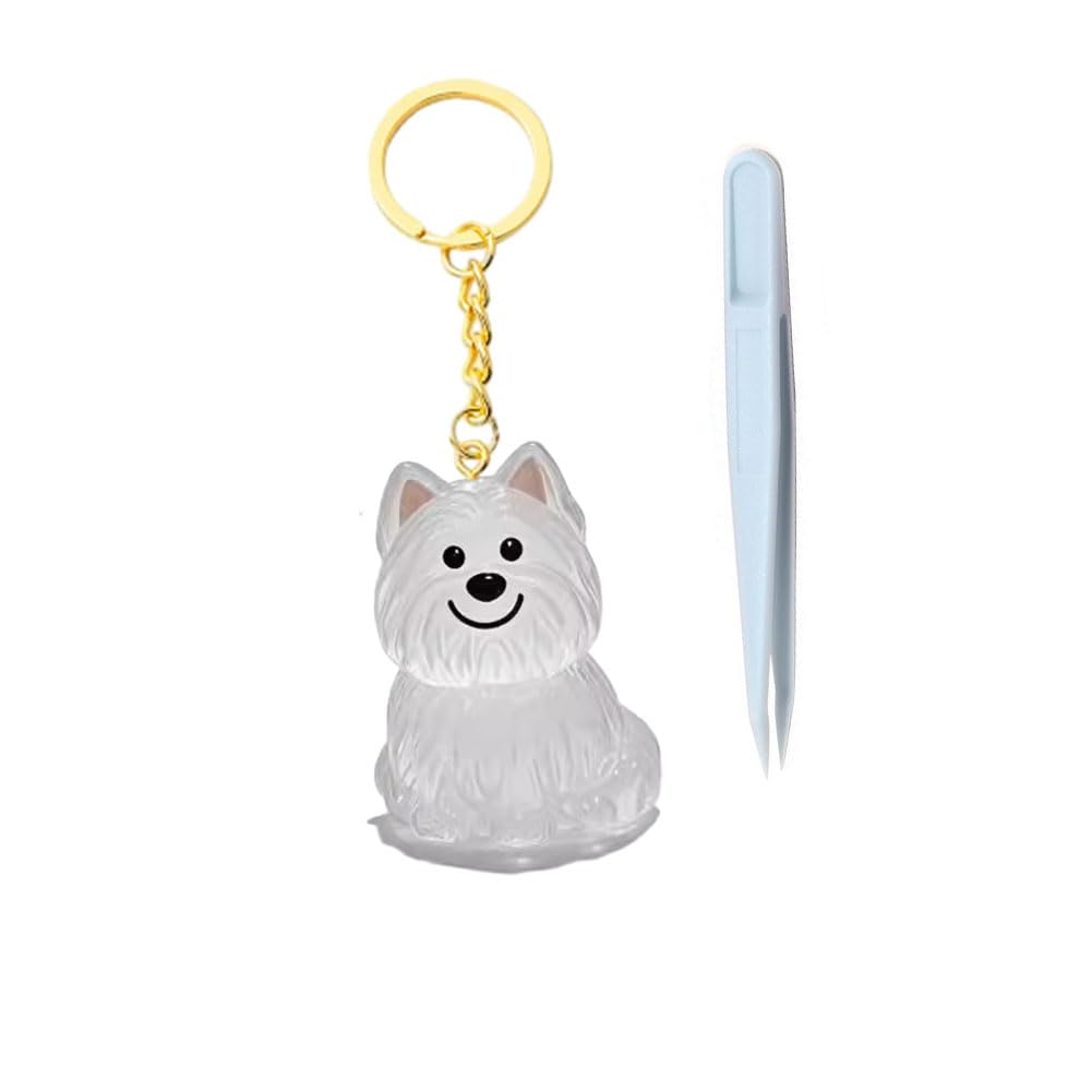 Dog Hair Collector, Portable Pet Hairs Storage Bottle with Keychain and Hair Pickup, Memorial Dog Hair Keepsake for Pet Owner (West Highland Terrier 1.0)