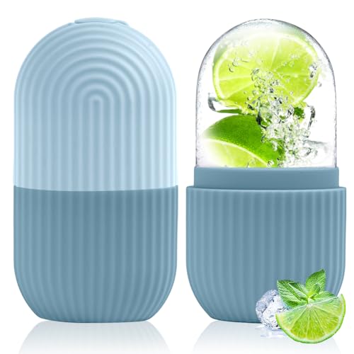 flintronic Ice Roller Eisroller Gesicht Auge Massagegerät Silikon Wiederverwendbares Eis Gesichtsroller für Anti-Aging Falten Straffen Dunkle Ringe Reduzieren (Blau)