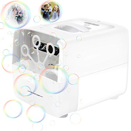 Cadrim Bubble Machine, Professional Bubble Blower and Portable Bubble Maker with Adjustbale Speed and Gift for Toddlers Kids Birthday Party Wedding ( Rechargeable or Powered by USB Cable)