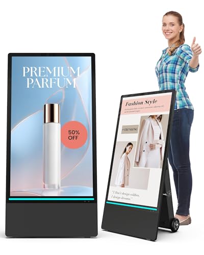 Image of HARZHI 43 Inch Outdoor Digital Signage Display, Portable LCD Kiosk, IP65 Waterproof, 2000nits High Brightness, Auto Brightness Adjustment, Rechargeable