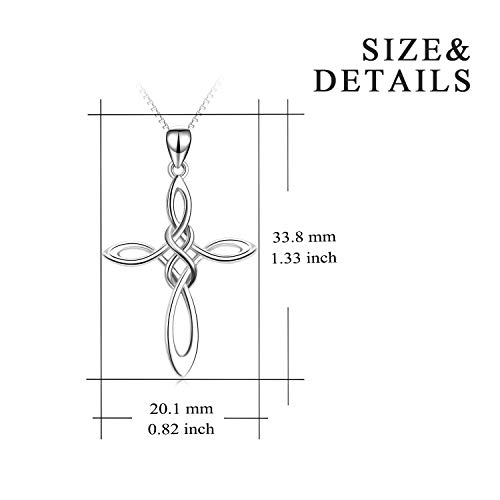 LUHE Celtic Knot Cross Necklace Sterling Silver Birthstone Polished Religious Infinity Celtics Jewelry Gifts for Women3