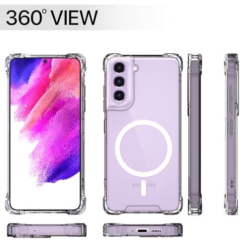 Image of Amazon Basics Back Cover for Samsung Galaxy S21 Fe 5G Mag-Safe Shockproof PC + TPU Protective Case Magnetic Support Bumper Case (Transparent Mag-Safe)