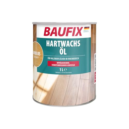 BAUFIX Hartwachs-Öl farblos, seidenmatt, 1 Liter, Holzpflege, Hartwachsöl, atmungsaktiv, für...