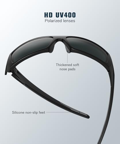 Image of Polarized Sport Sunglasses-for-Men Sun-Glasses: Mens Wrap Sunglasses for Fishing Cycling Running UV400 Protection