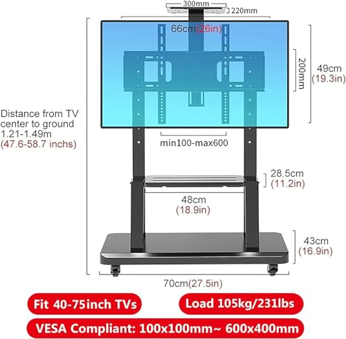 Soporte móvil para TV de pie resistente y portátil miniatura 2