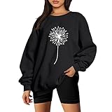 PTLLEND Damen Blusen Langarmshirt Kalte Schulter Sexy V-Ausschnitt Reißverschluss Bluse Tunika Oberteile T-Shirt Tops Lose Spitze Lange Ärmel Herbst Winter Sweatshirt Pullover Tunika Long