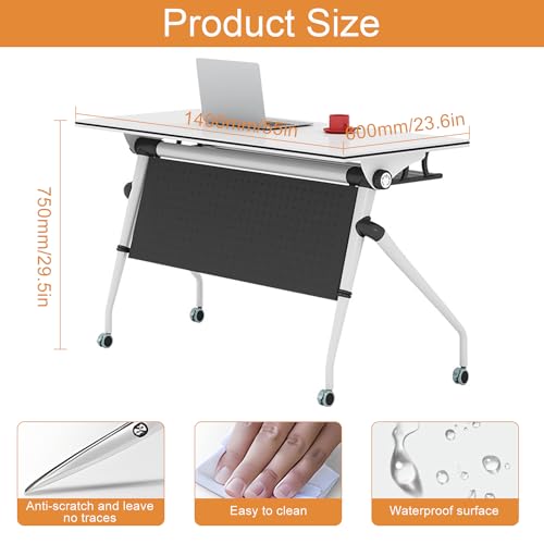 Table de formation pliable 55 pouces avec roulettes et plateau rabattable - 3