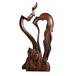 Wooden Kissing Couple Ornament, Abstract Couple Portrait Sculpture Romantic Love Statue Decor Gift for Women Anniversary Valentine Wedding - 10 Inch
